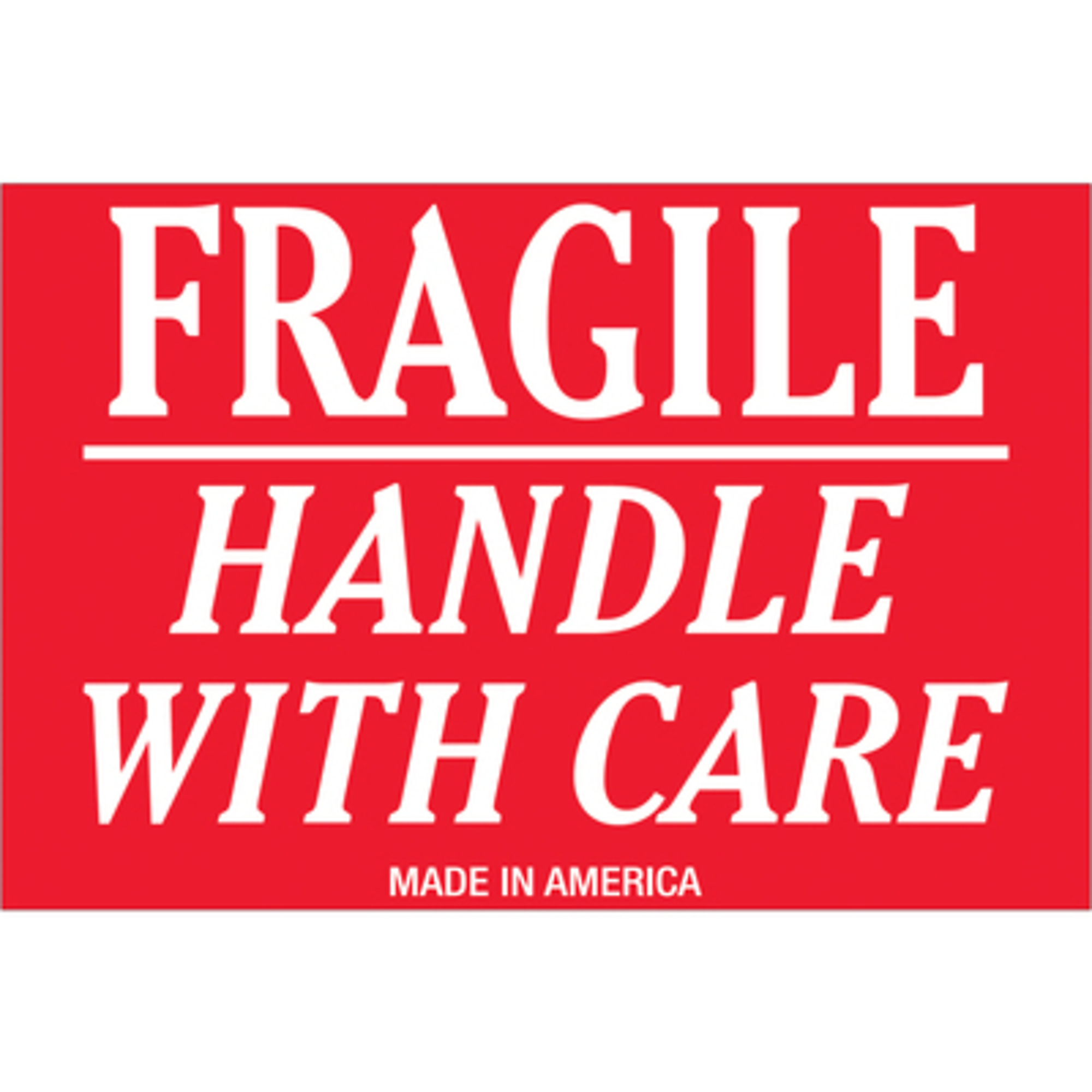 Stock Packaging Fragile Handle With Care Labels — 2in. x 3in., 500 Pcs, Model# DL1052